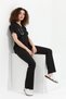 Happiness Spaniard - Stretch Fabric Doctor Nurse Scrubs Uniform Surgical Set (WOMEN), Black