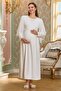 Lace Long Sleeve Double Breasted Collar Hijab Maternity Nightgown Cossybyaqua 25121-42