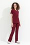 Happiness Spaniard - Stretch Fabric Doctor Nurse Scrubs Uniform Surgical Set (WOMEN), Burgundy - 4