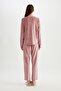 Fall in Love Pajama Set V-Neck Velur Long Sleeve Top Elastic Waist Bottom A3356Ax24Au - 7