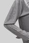 Women's Gray Slanted Striped Stoned Viscose Mother Combed Cotton Blouse - 2