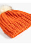 Knitted Beret With Elastic Plush Pompom - 3