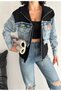 Women's Black Zippered Pocket Jeans Detailed Hooded Design Jacket - 4