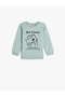 Sweatshirt Crew Neck Cotton Cat Printed Raised