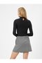 Long Sleeve T-Shirt Crop Slim Fit Choker Collar Window Detailed - 4