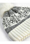 Plush Pompom Knitwear Beanie Patterned - 3