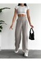 Gray Belted Palazzo Linen Pants High Waist - 2