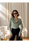 Women's Mint Long Sleeve Sandy Fabric Stylish Blouse - 3