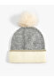 Plush Pompom Knitted Beanie with Elastic