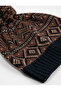 Knitted Beret Ethnic Patterned with Pompom Detail - 3