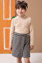 Cream Houndstooth Patterned Shorts with Skirt and Badi Girl's Suit 19561 - 4