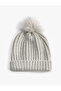 Knitwear Beret with Plush Pompom Detail