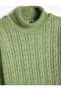 Turtleneck Sweater with Hair Braid Detail Long Sleeve Soft Textured - 3