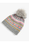 Soft Textured Plush Hat with Pompom Detail - 2