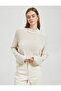 Crop Knitwear Sweater High Collar Long Sleeve Cashmere Textured - 3