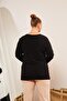 Large Size Embroidery Detail Knitwear Blouse Black - 7