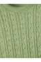 Turtleneck Sweater with Hair Braid Detail Long Sleeve Soft Textured - 4