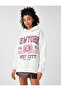 Oversized Hooded Sweatshirt with Pockets Printed Fleece Inside - 3