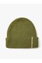 Basic Knitted Beret with Fold Detail and Stripe Pattern