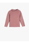 Basic Sweatshirt Sheer Embroidered Collar Buttoned at Back Long Sleeve