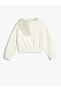 Cotton Hooded Crop Sweatshirt - Elastic Waist and Cuffs - 2