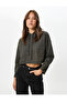 Hooded Crop Sweatshirt Glitter Long Sleeve