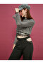 Long Sleeve T-Shirt Crop Glitter Detailed Openwork Spanish Sleeves Comfortable Fit - 2