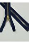Zipper 55 cm metallic look / Navy Blue / Gold - 2