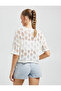 Long Sleeve T-Shirt Openwork Crew Neck Short Sleeve - 4