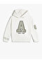 Hooded Sweatshirt Glitter Print Detailed Long Sleeve Tiered