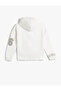 Hooded Sweatshirt Glitter Print Detailed Long Sleeve Tiered - 2