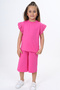 Girl's Sleeve Guipure Detailed Capri Set