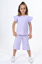Girl's Sleeve Guipure Detailed Capri Set - 3