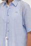Women's Blue Linen Look Short Sleeve Shirt 50263177 -Vr036 - 7