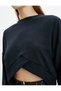 Crop Sports Sweatshirt Asymmetrical Cut Modal Fabric Soft Hand Textured - 5