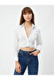 Crop Shirt Draped Classic Lapel Button Down Long Sleeve - 3