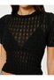 Short Sleeve Sweater Glittered Crew Neck Textured - 5
