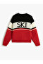 Sweater Round Neck Color Blocked Text Detailed - 3