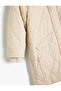 Oversize Long Coat Quilted Faux Fur Detailed Hooded Plush Lined Inside With Flap Pockets Zippered - 3