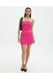 Pink Elastic Waist Tight Mini Skirt - 2