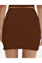 Dark Brown Elastic Waist Tight Mini Skirt - 3