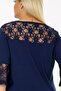 V-Neck Lace Detailed Stone Printed Short Sleeve Slit Blouse - 7