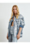 Denim Jacket with Metallic Look Pocket Detail Comfortable Cut Metal Buttons - 3