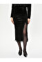 Midi Velvet Skirt Bead Detailed Slit Draped - Handmade Collection - 3