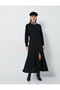 Long Sleeve Midi Dress Draped Slit Viscose - 2