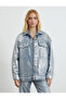 Denim Jacket with Metallic Look Pocket Detail Comfortable Cut Metal Buttons - 4