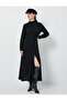Long Sleeve Midi Dress Draped Slit Viscose - 3