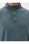 Washed Sweatshirt Stand Collar Button Detailed Cotton - 5