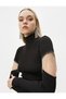Crop T-Shirt Long Sleeve with Window and Metal Accents - Handcrafted Collection