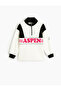 Sweatshirt High Collar Half Zipper Long Sleeve Printed Color Contrast - 3